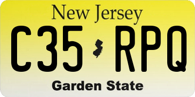 NJ license plate C35RPQ