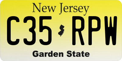 NJ license plate C35RPW