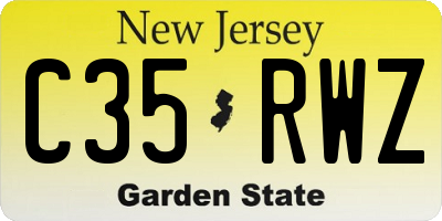 NJ license plate C35RWZ