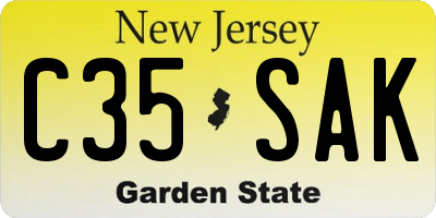 NJ license plate C35SAK