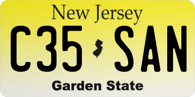NJ license plate C35SAN
