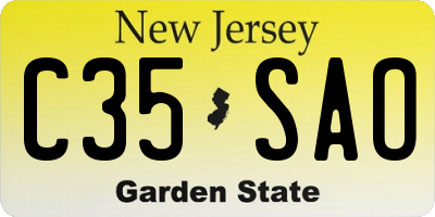 NJ license plate C35SAO