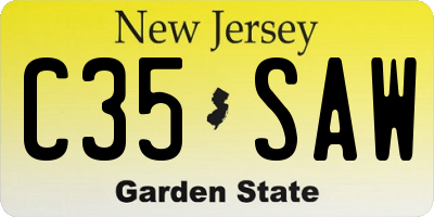 NJ license plate C35SAW