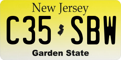 NJ license plate C35SBW