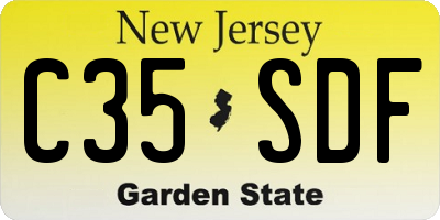 NJ license plate C35SDF