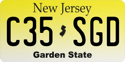 NJ license plate C35SGD