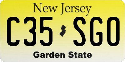 NJ license plate C35SGO