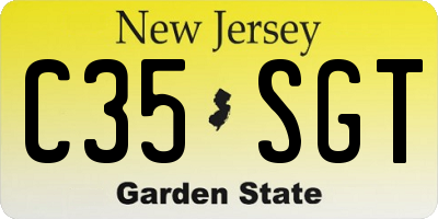 NJ license plate C35SGT