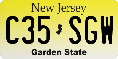 NJ license plate C35SGW