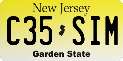 NJ license plate C35SIM