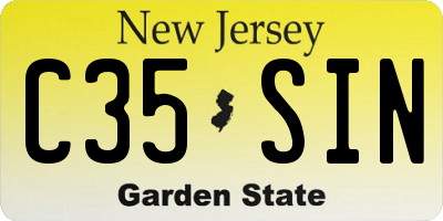 NJ license plate C35SIN