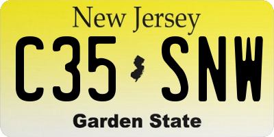 NJ license plate C35SNW