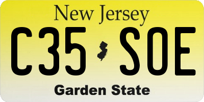 NJ license plate C35SOE
