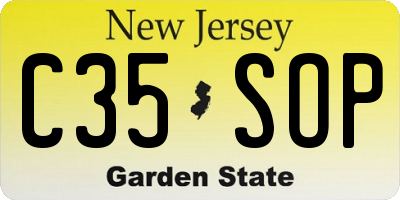 NJ license plate C35SOP