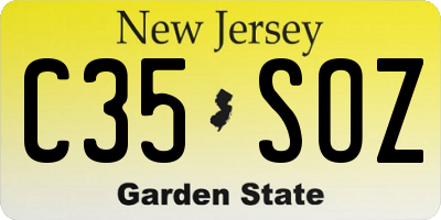 NJ license plate C35SOZ