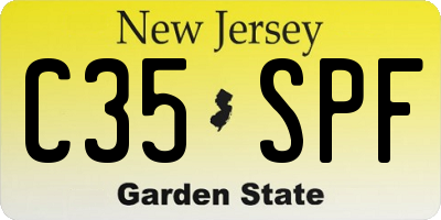NJ license plate C35SPF