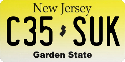 NJ license plate C35SUK
