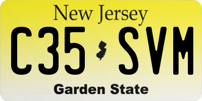 NJ license plate C35SVM