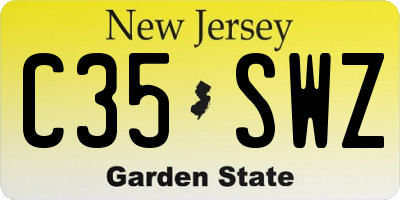 NJ license plate C35SWZ