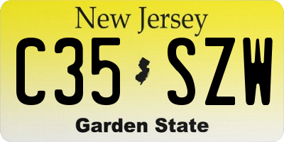 NJ license plate C35SZW