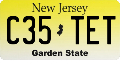 NJ license plate C35TET