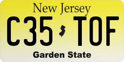 NJ license plate C35TOF