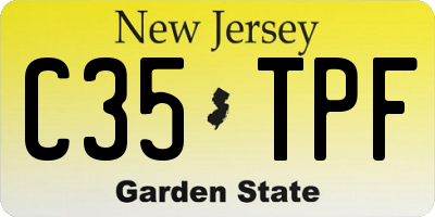 NJ license plate C35TPF