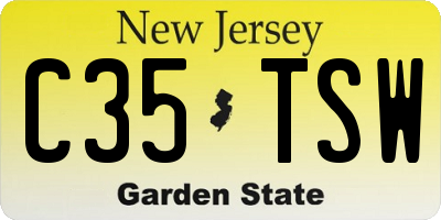 NJ license plate C35TSW