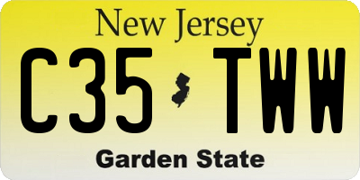 NJ license plate C35TWW