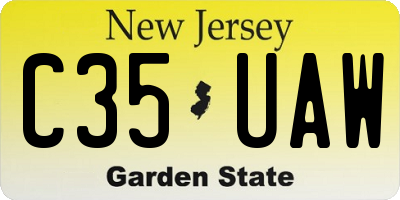 NJ license plate C35UAW
