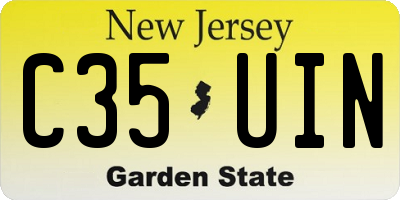 NJ license plate C35UIN