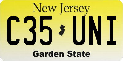 NJ license plate C35UNI