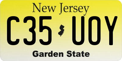 NJ license plate C35UOY