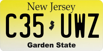 NJ license plate C35UWZ