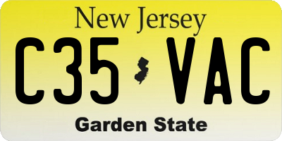 NJ license plate C35VAC