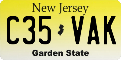 NJ license plate C35VAK