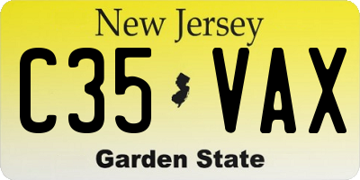 NJ license plate C35VAX