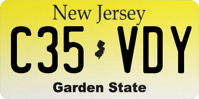 NJ license plate C35VDY