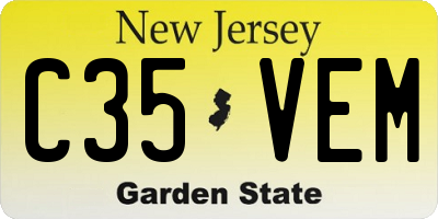 NJ license plate C35VEM