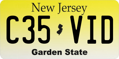 NJ license plate C35VID