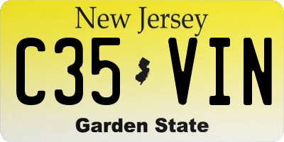 NJ license plate C35VIN