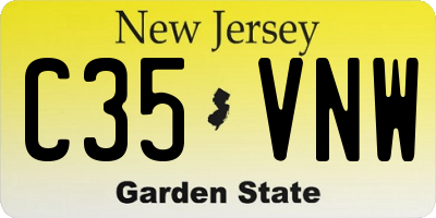 NJ license plate C35VNW