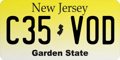 NJ license plate C35VOD