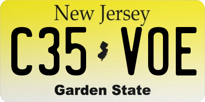 NJ license plate C35VOE