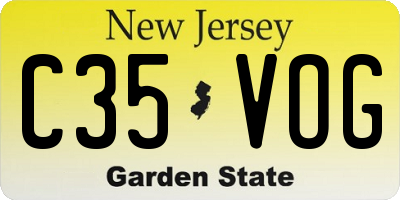 NJ license plate C35VOG