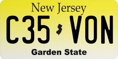 NJ license plate C35VON