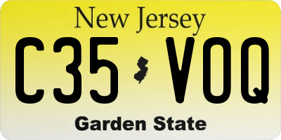 NJ license plate C35VOQ