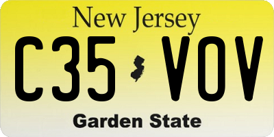 NJ license plate C35VOV