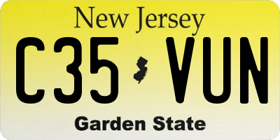 NJ license plate C35VUN