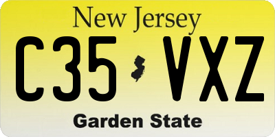 NJ license plate C35VXZ